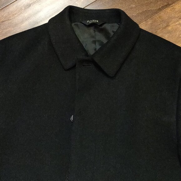Jos. A. Bank Executive Collection Black 100% Wool Men's Top Coat SIZE 46L - Picture 2 of 11